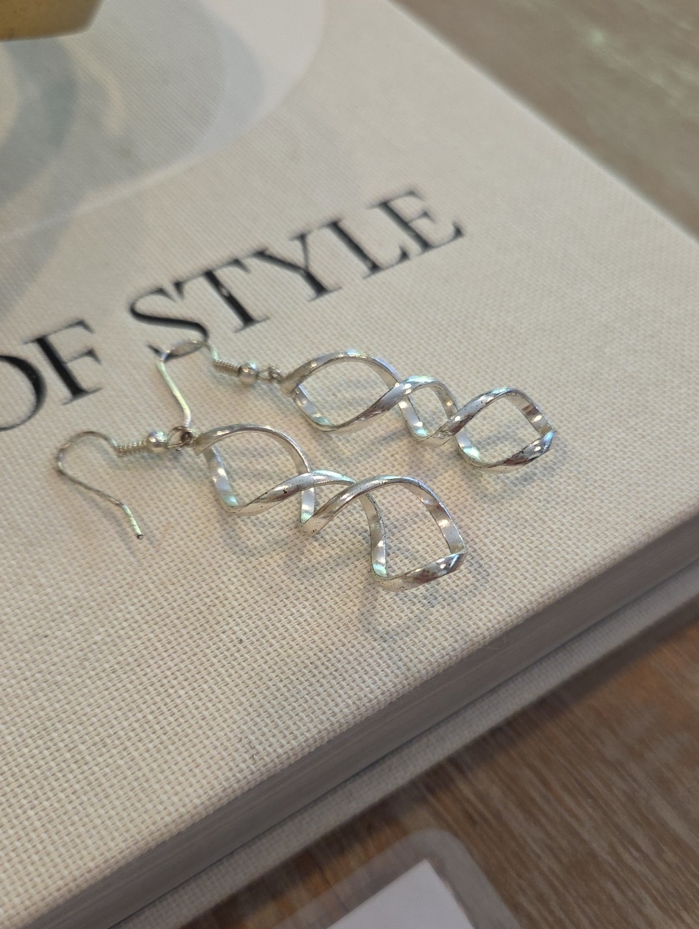 Elegant Silver Twist Drop Earrings for Women